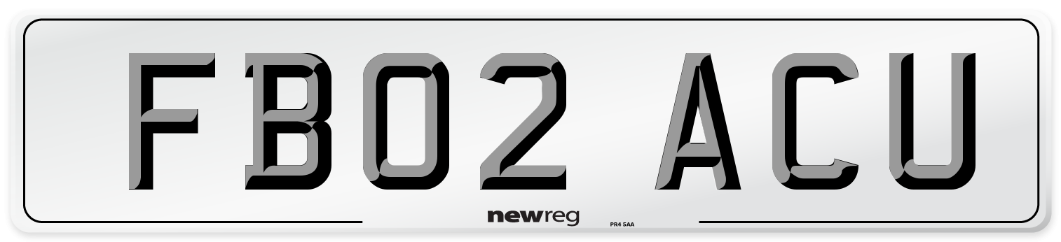 FB02 ACU Number Plate from New Reg